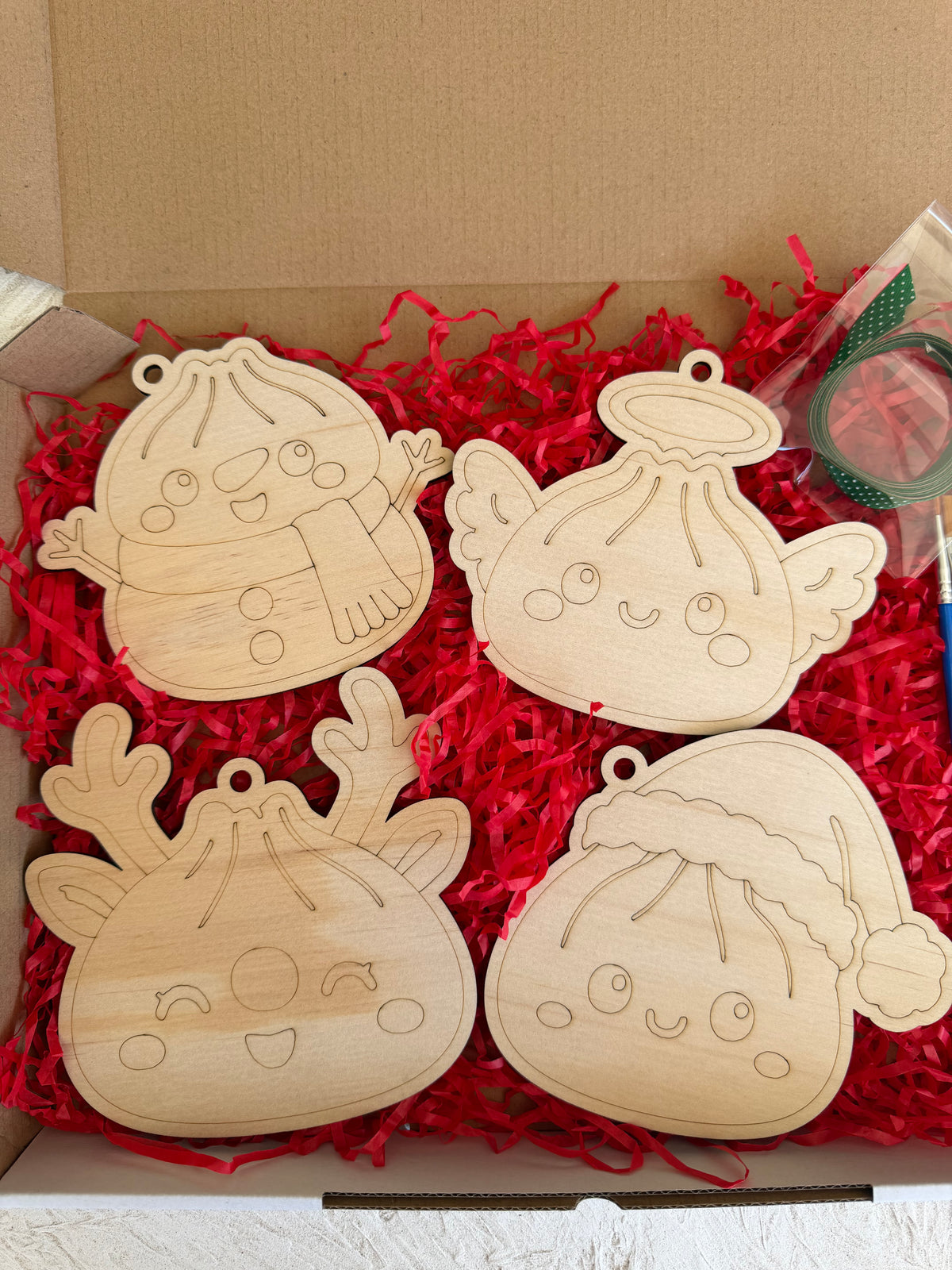 Dumpling Squishy Inspired Christmas Ornament Paint Kit (4 Pack)