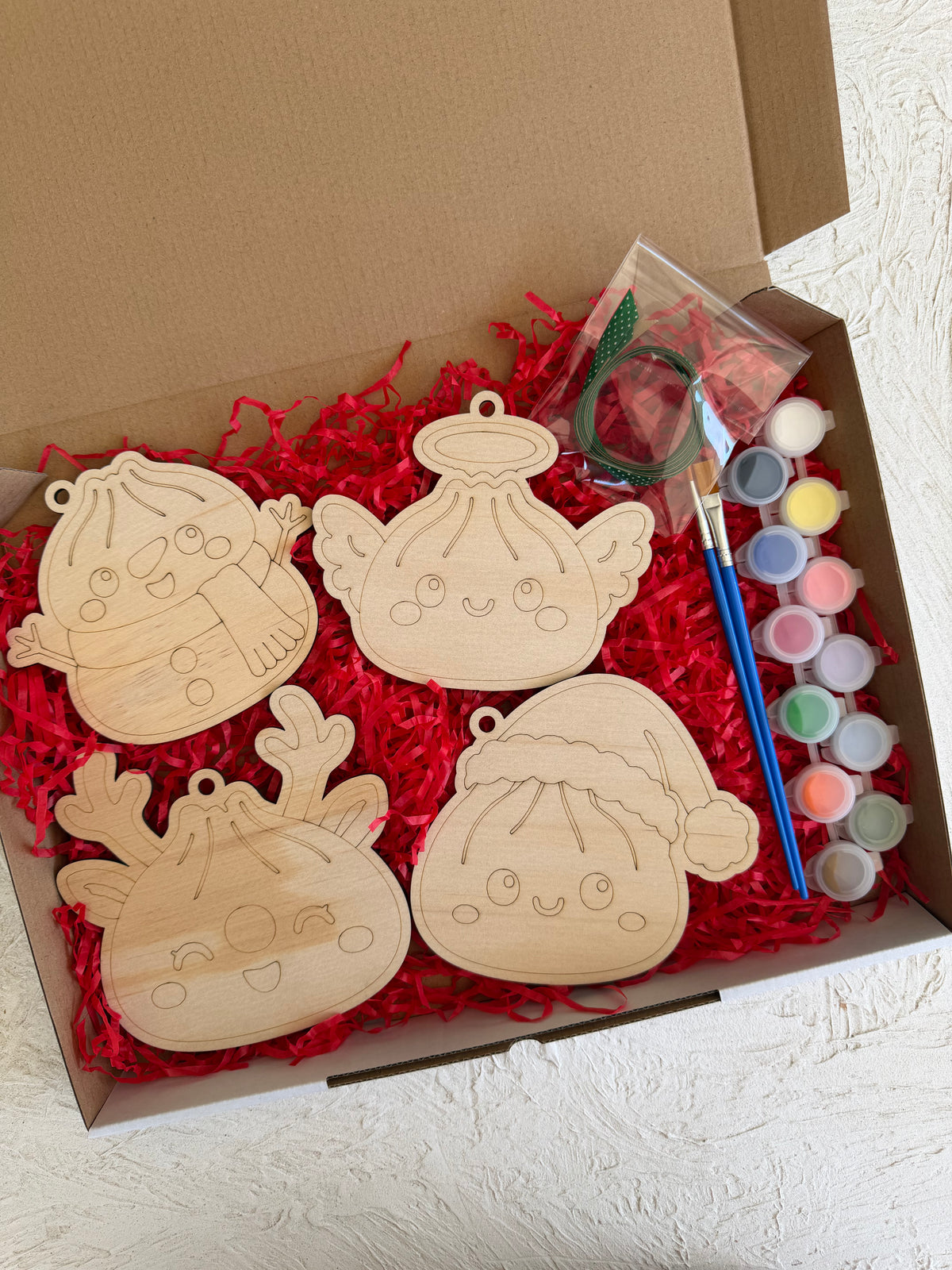 Dumpling Squishy Inspired Christmas Ornament Paint Kit (4 Pack)