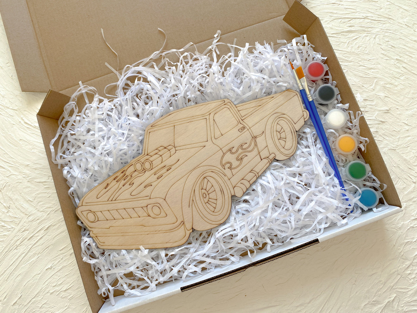 Rev & Race Wooden Car Painting Kit