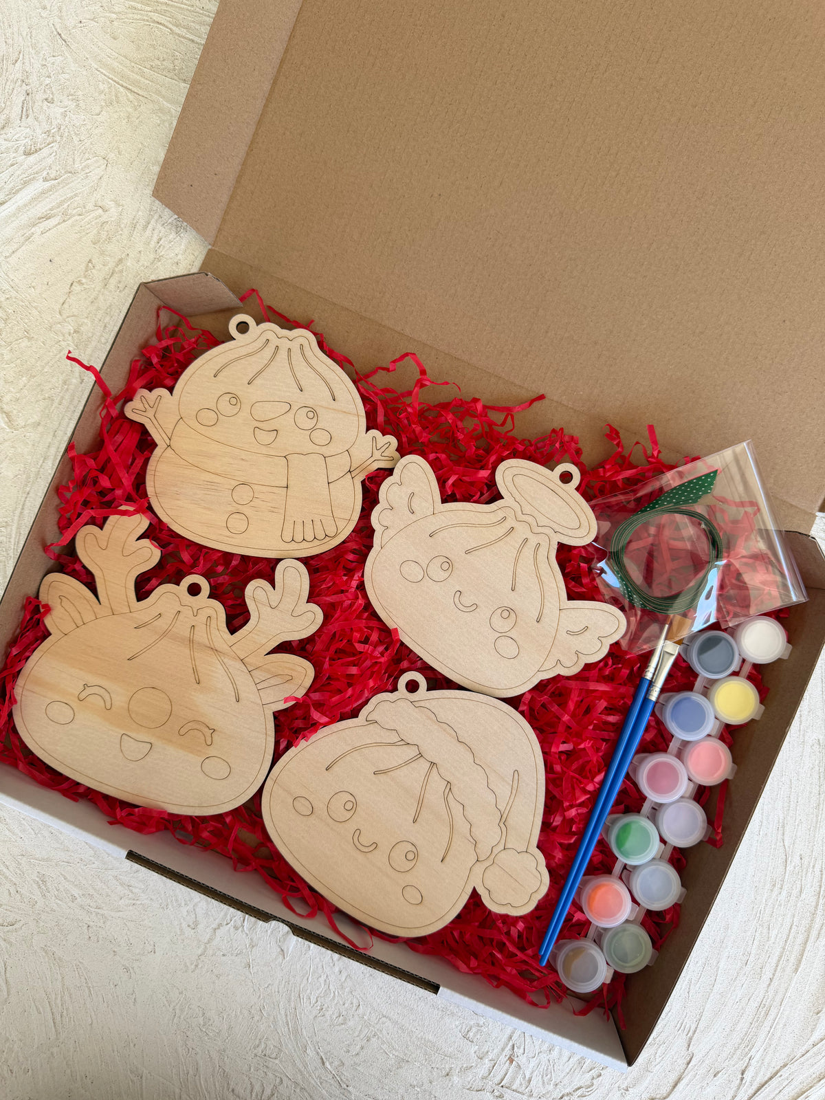 Dumpling Squishy Inspired Christmas Ornament Paint Kit (4 Pack)