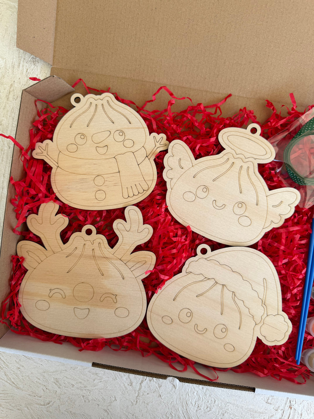 Dumpling Squishy Inspired Christmas Ornament Paint Kit (4 Pack)