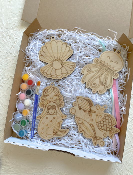 Under the Sea Wooden Painting Kit: Mermaid & Ocean Friends Set