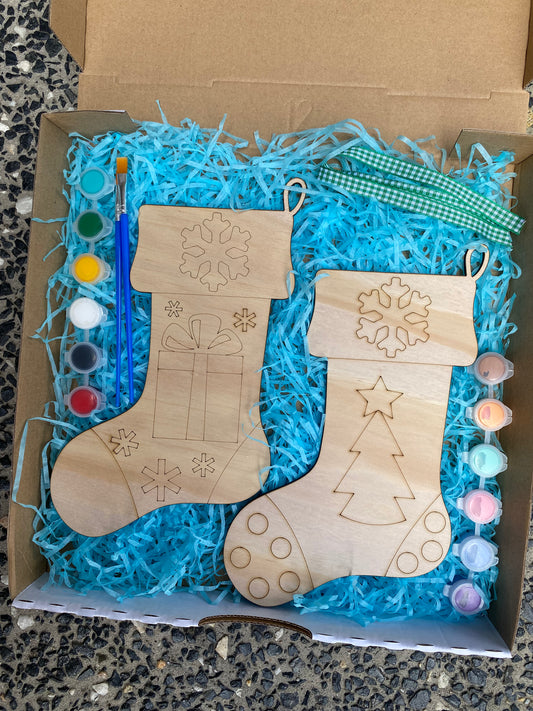 Paint-Your-Own Wooden Christmas Stocking Kit